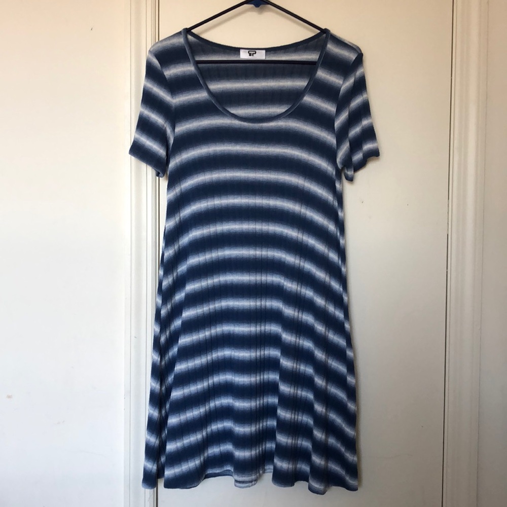 Culture Phit Blue White Stripe Rib T Scoop Dress M